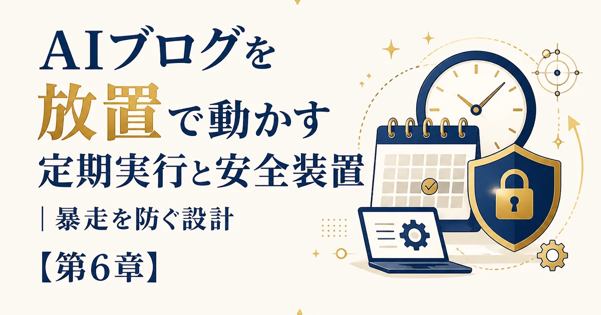 AIブログを放置で動かす定期実行と安全装置｜暴走を防ぐ設計【第6章】