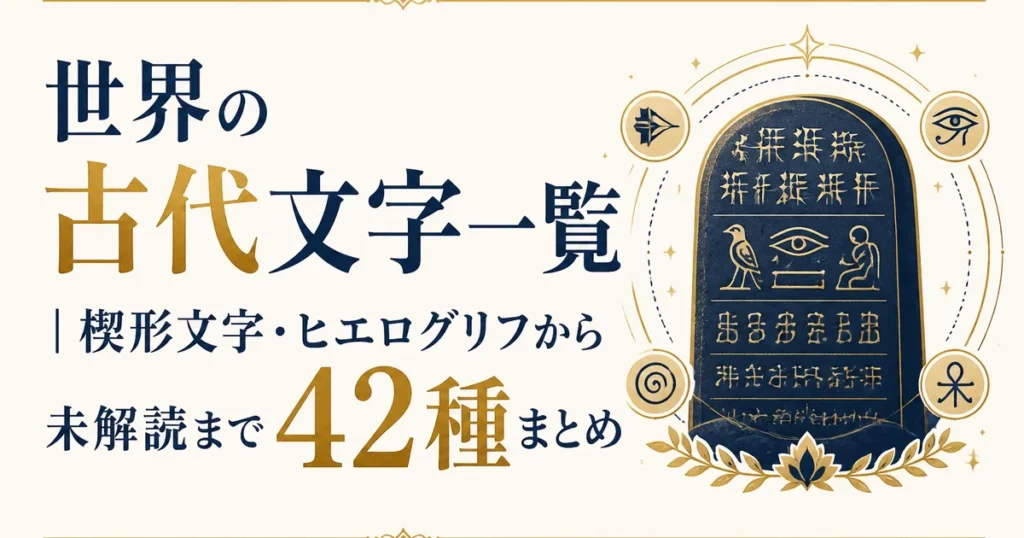 世界の古代文字一覧｜楔形文字・ヒエログリフから未解読まで42種まとめ