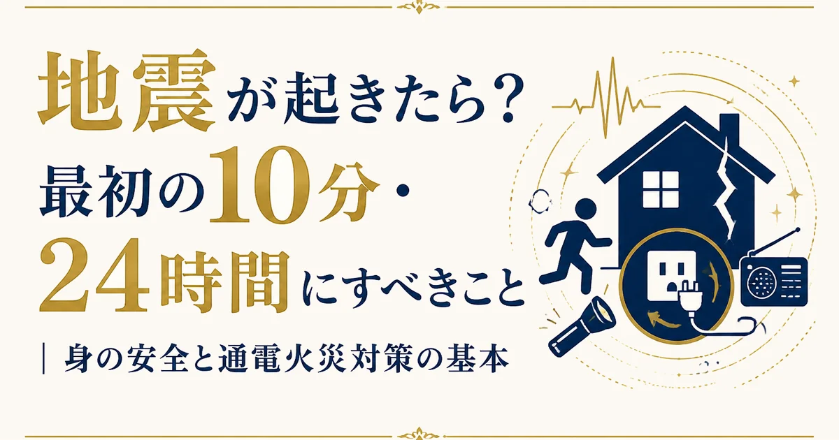 地震が起きたら?最初の10分・24時間にすべきこと|身の安全と通電火災対策の基本