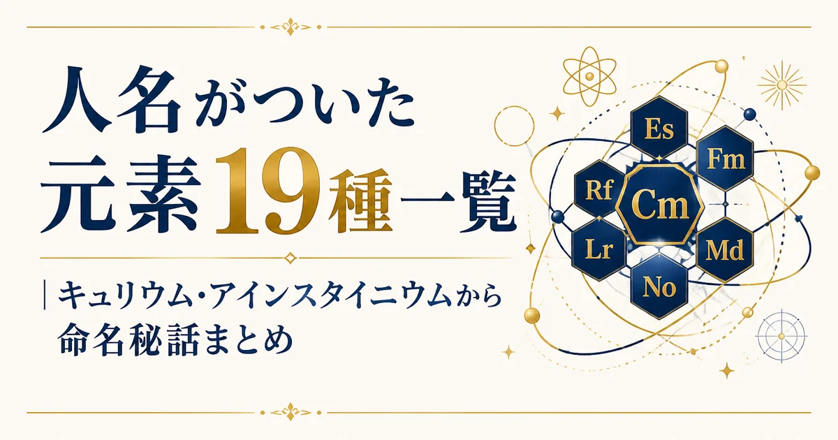 人名がついた元素19種一覧｜キュリウム・アインスタイニウムから命名秘話まとめ