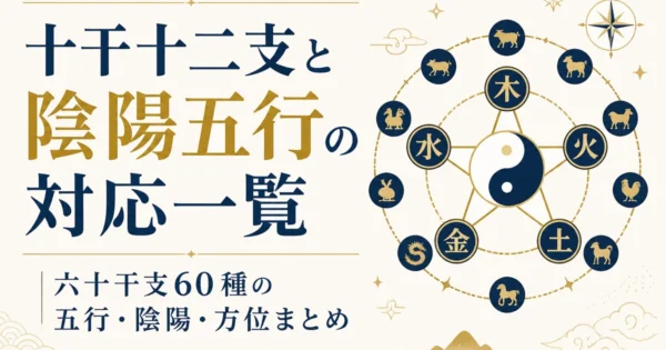 十干十二支と陰陽五行の対応一覧｜六十干支60種の五行・陰陽・方位まとめ