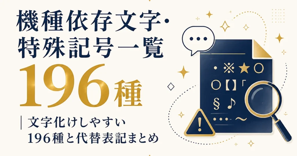 機種依存文字・特殊記号一覧｜文字化けしやすい196種と代替表記まとめ
