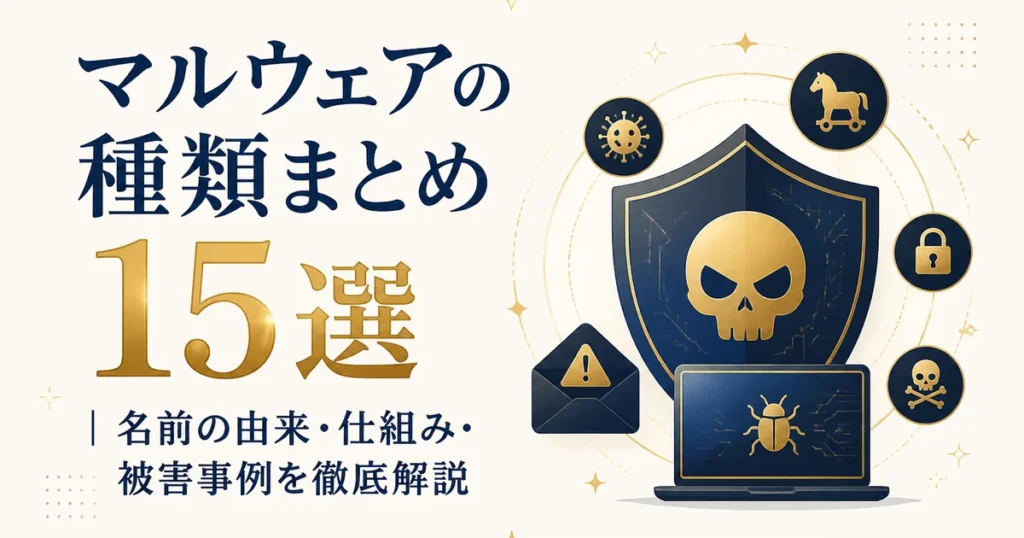 マルウェアの種類まとめ15選｜名前の由来・仕組み・被害事例を徹底解説