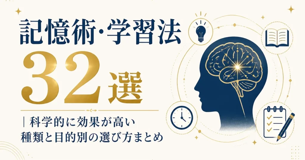 記憶術・学習法32選｜科学的に効果が高い種類と目的別の選び方まとめ