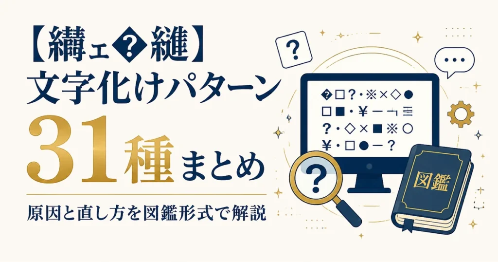 【繝ｪ�縺】文字化けパターン31種まとめ｜原因と直し方を図鑑形式で解説