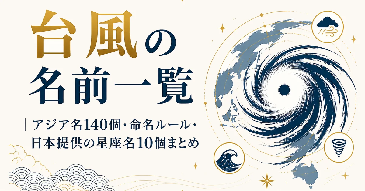 台風の名前一覧｜アジア名140個・命名ルール・日本提供の星座名10個まとめ