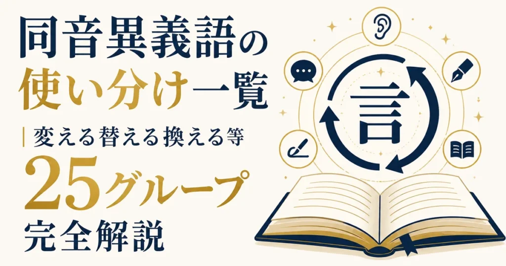 同音異義語の使い分け一覧｜変える替える換える等25グループ完全解説