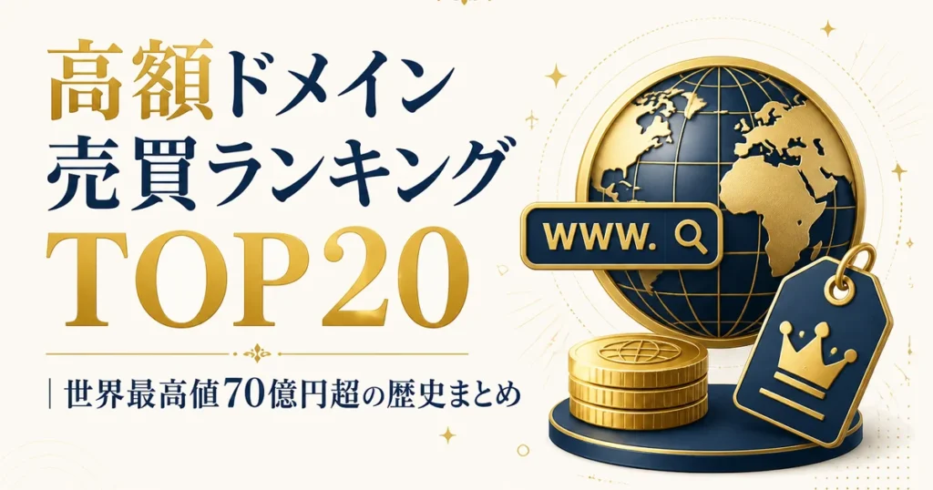 高額ドメイン売買ランキングTOP20｜世界最高値70億円超の歴史まとめ
