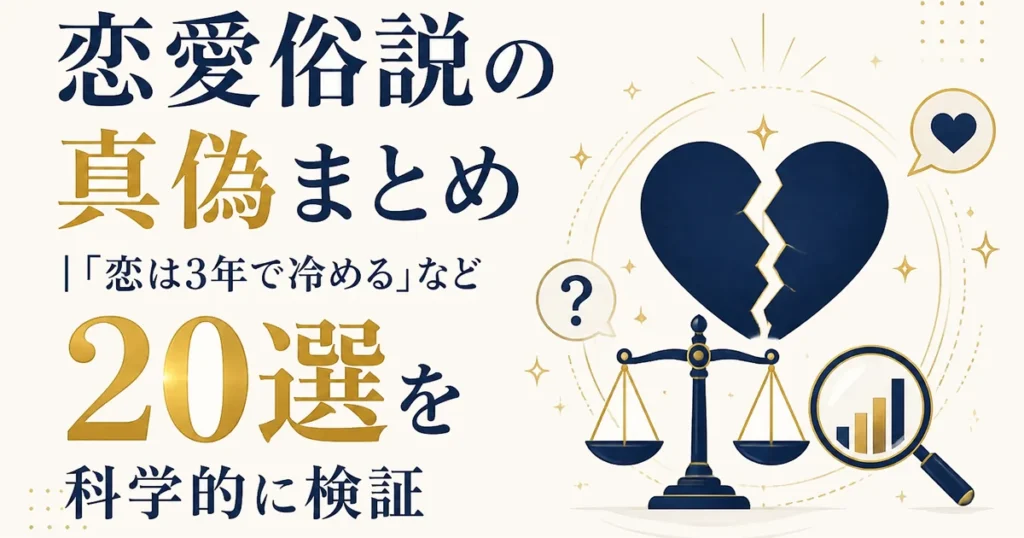 恋愛俗説の真偽まとめ｜「恋は3年で冷める」など20選を科学的に検証
