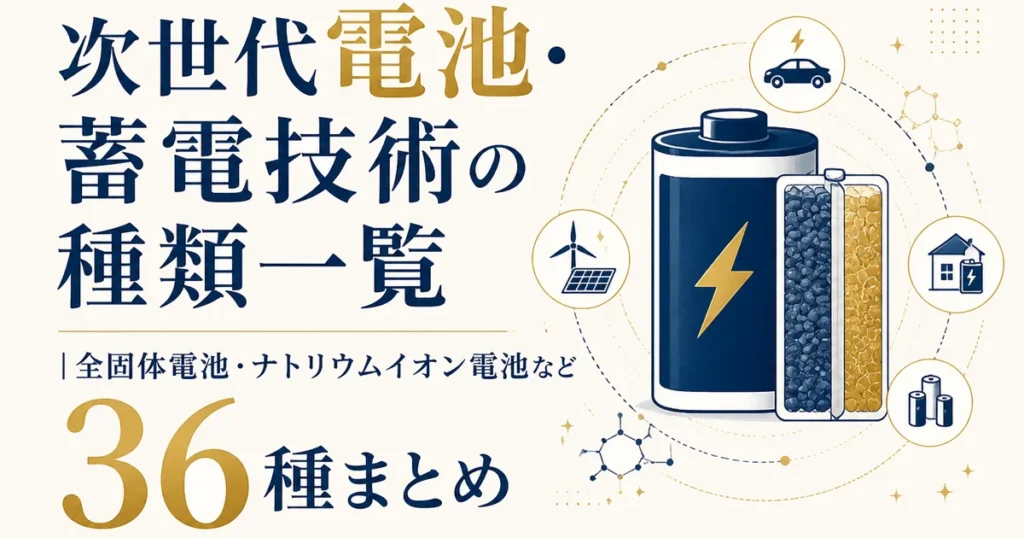 次世代電池・蓄電技術の種類一覧｜全固体電池・ナトリウムイオン電池など36種まとめ