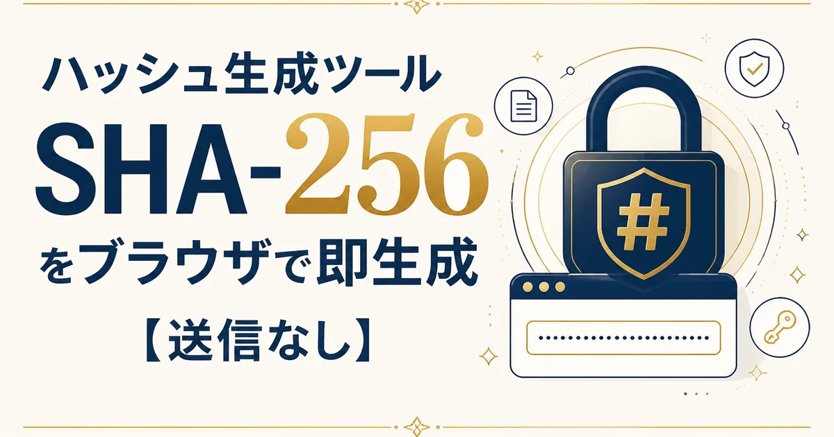 ハッシュ生成ツール｜SHA-256をブラウザで即生成【送信なし】