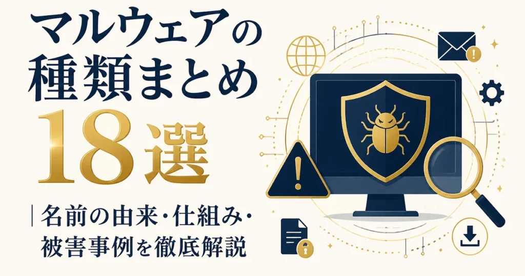 マルウェアの種類まとめ18選｜名前の由来・仕組み・被害事例を徹底解説