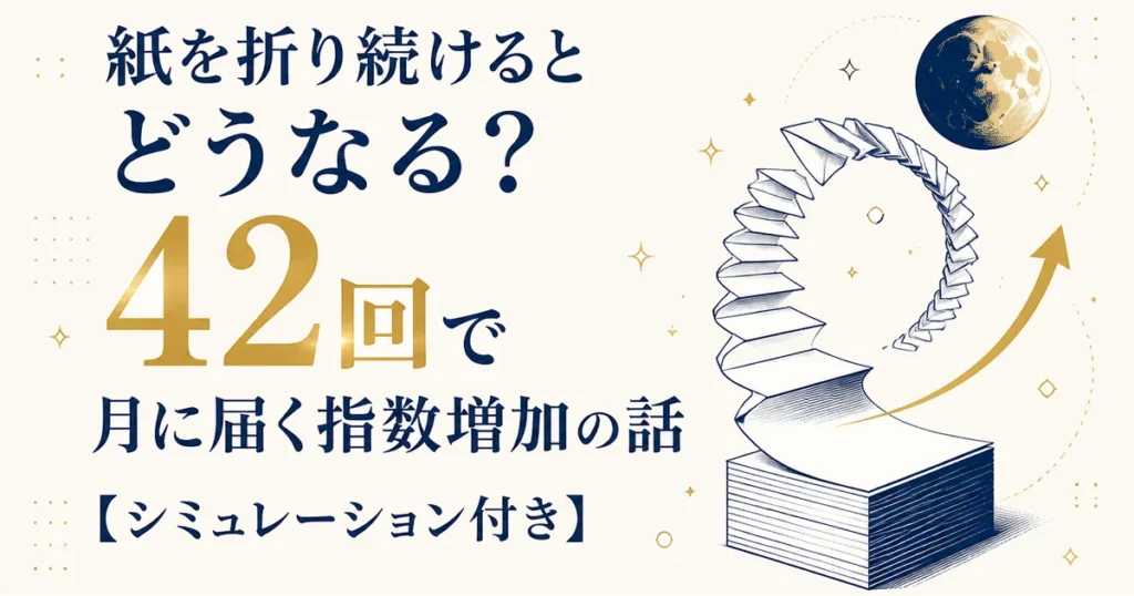 紙を折り続けるとどうなる？42回で月に届く指数増加の話【シミュレーション付き】