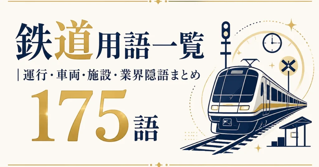 鉄道用語一覧｜運行・車両・施設・業界隠語まとめ175語