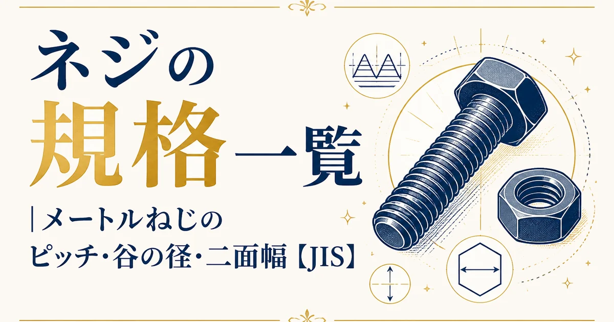 ネジの規格一覧｜メートルねじのピッチ・谷の径・二面幅【JIS】
