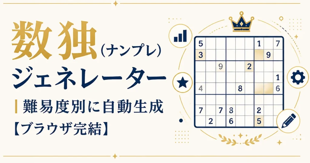 数独（ナンプレ）ジェネレーター｜難易度別に自動生成【ブラウザ完結】